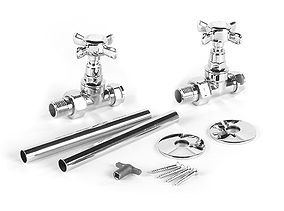 Troy Cross Head Inline Valves Fitting Kit by Cherished Radiators